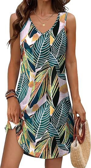 European And American Women's Clothing Summer Loose Casual V-neck Flower Dress