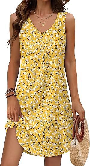 European And American Women's Clothing Summer Loose Casual V-neck Flower Dress