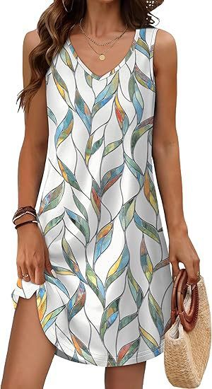 European And American Women's Clothing Summer Loose Casual V-neck Flower Dress