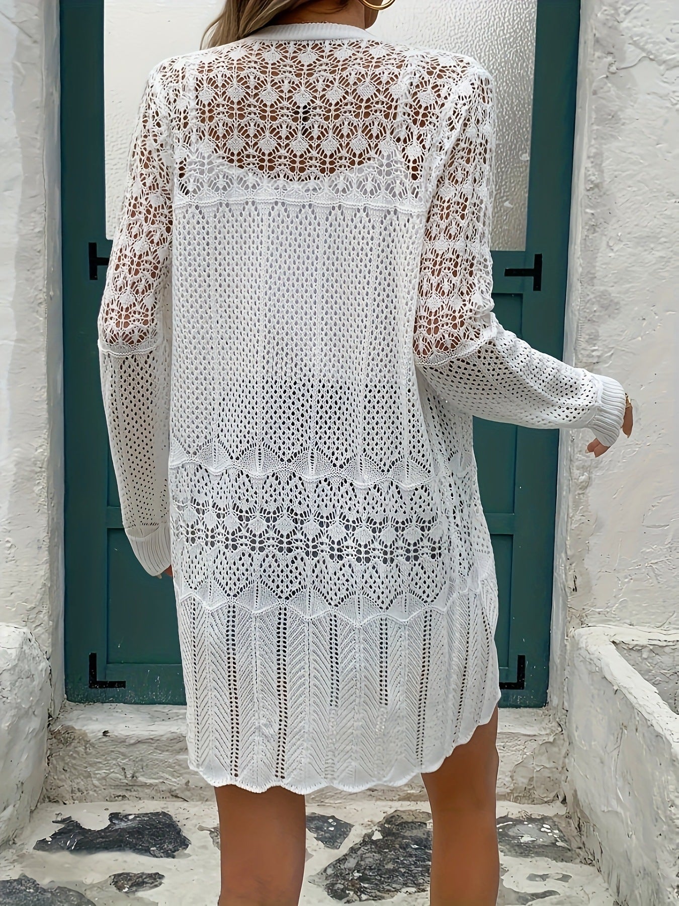 Hollow-out Long-sleeved Knitted Cardigan Sunscreen Indoor Warm Outside