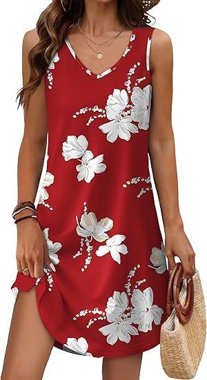 European And American Women's Clothing Summer Loose Casual V-neck Flower Dress